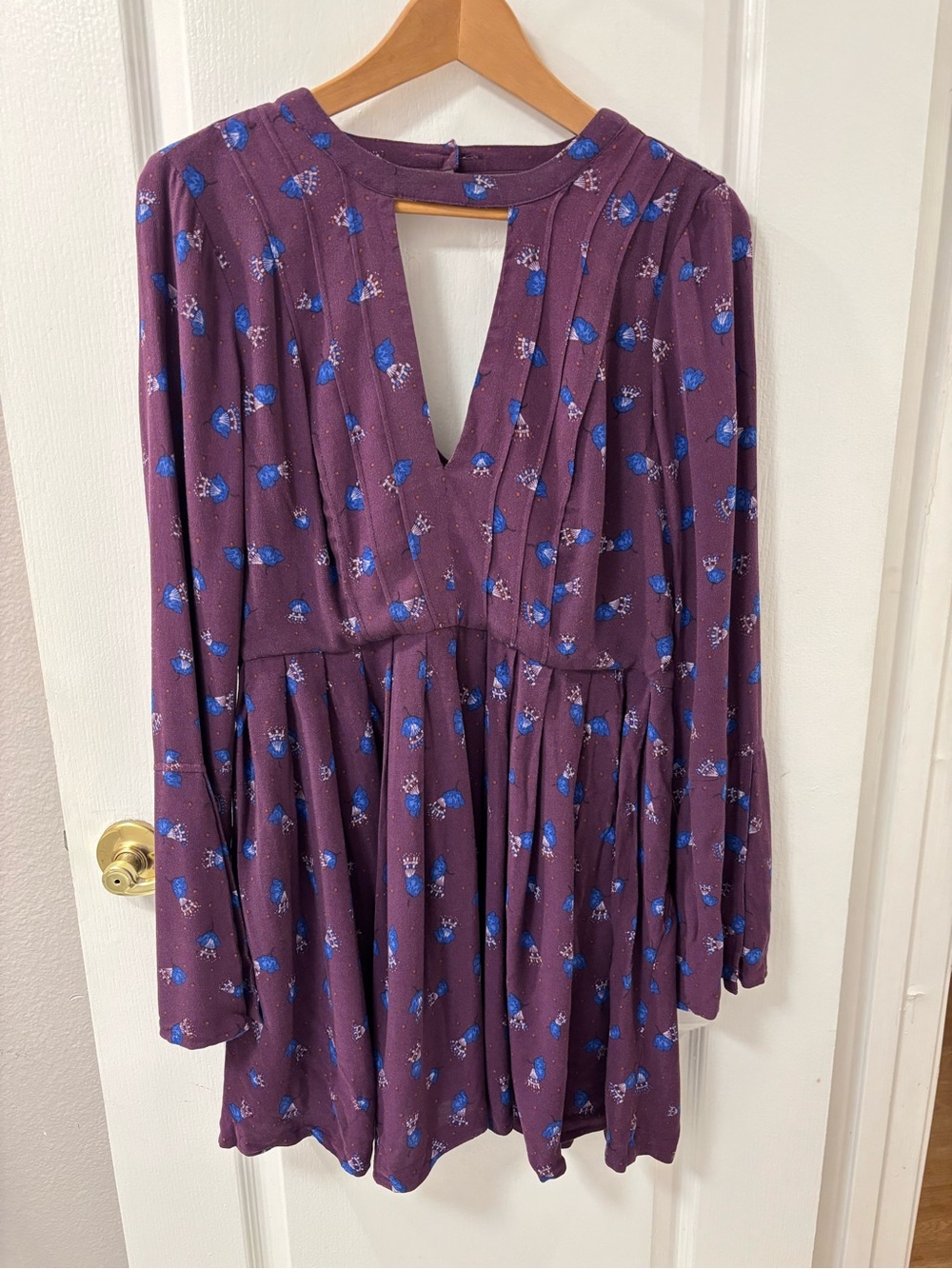NWT Free PeopleTegan Plum Long-Sleeve Mini Dress